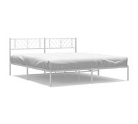 (white, 193 x 203 cm/with headboard) vidaXL Metal Bed Frame Bedroom Platform Bed Base Bedstead Mattress Foundation