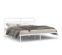 (white, 193 x 203 cm/ with headboard) vidaXL Metal Bed Frame with Headboard and Footboard Bed Base White 183x203 cm