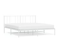 (white, 193 x 203 cm/with headboard) vidaXL Metal Bed Frame with Headboard Bed Base Mattress Foundation Bedstead