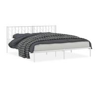 (white, 193 x 203 cm/ with headboard) vidaXL Metal Bed Frame with Headboard Mattress Foundation Black 80x200 cm