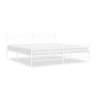 (white, 193x203 cm/with headboard & footboard) vidaXL Metal Bed Frame Home Bedroom Bed Base Mattress Foundation Bedstead