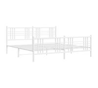 (white, 193x203 cm/with headboard & footboard) vidaXL Metal Bed Frame with Headboard Home Bed Base Bedstead Black 100x200 cm