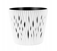 (White, 19cm) Indoor Plant Pots with Insert Plastic Flowerpot Small Large