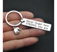 (white) 1PC Inspirational Positive Energy Keychain, Elephant Never Don't Forget How Strong You Are Stainless Steel Keychain, Relatives And Friends Gifts