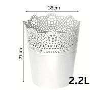 (White, 2.2L (D18m H21cm)) Lace Flowerpot Planter Plastic Round Oval Pot Indoor Outdoor Modern Decor Home