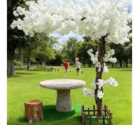 White,2 * 2m/78 * 78in,Artificial Cherry Blossom Tree, Handmade Blossom Trees, Dense Artificial Peach Tree with Solid Wood Trunk, for Wedding Event Indoor Outdoor Party Restaurant Mall Decoration