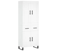 Highboard White 69.5x34x180 cm Engineered Wood Cabinet with Metal Feet Practical