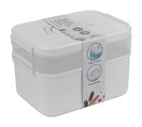 (White) 2 Layer Portable Sewing Accessories Box Kit Storage