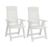 (White 2) Outdoor Foldable Plastic Garden Chair Patio Furniture With Adjustable Back