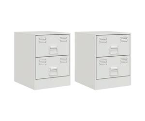 (white, 2 pcs) vidaXL Bedside Cabinet Bedroom Nightstand Side Table Bed Cabinet Pink Steel