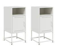 (white, 2 pcs) vidaXL Bedside Cabinet Nightstand Bed Table Bed Cabinet Mustard Yellow Steel