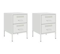(white, 2 pcs) vidaXL Bedside Cabinet Nightstand Bed Table Bed Cabinet Mustard Yellow Steel