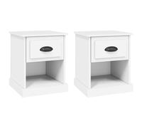 (white, 2 pcs) vidaXL Bedside Cabinet Side Table Nightstand Side Cabinet Engineered Wood