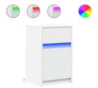 (white, 2 pcs) vidaXL Bedside Cabinet with LED Lights Nightstand Engineered Wood