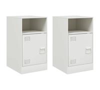 (white, 2 pcs) vidaXL Bedside Cabinets Bed Table Nightstand Side Table Bed Cabinet Steel