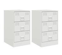 (white, 2 pcs) vidaXL Bedside Cabinets Nightstand Bed Side Cabinet 2 pcs Mustard Yellow Steel