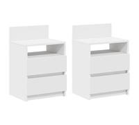 (white, 2 pcs) vidaXL Bedside Cabinets with 2 Drawers Nightstand Bed Side Table Side Cabinet