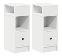 White Engineered Wood Bedside Cabinets 2 pcs 25x31x66 cm Storage Drawers