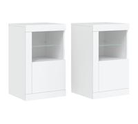 (white, 2 pcs) vidaXL Side Cabinet with LED Lights Storage Sideboard Cupboard Engineered Wood