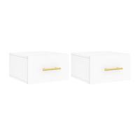 vidaXL Wall-mounted Bedside Cabinets - White Engineered Wood Space-saving Design for Bedroom
