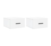 (white, 2 pcs) vidaXL Wall-mounted Bedside Cabinet Floating Storage Cabinet Nightstand White