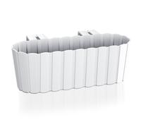 URBNLIVING Plastic Balcony Wood Look Hanging Flower Plant Garden Indoor Outdoor Herb Pots (White, 2)
