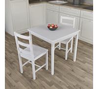 (White, 2 Seater) Yorkshire Home Wooden Dining Table & Chairs Set