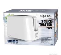 White 2 Slice Toaster Cool Touch 700W Electric Variable Browning Control Defrost