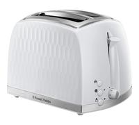 (White, 2 Slice Toaster) Russell Hobbs 26070 4 Slice Toaster - Contemporary Honeycomb Design with Extra Wide Slots and High Lift Feature
