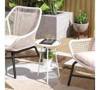 White 2-Tier Round Metal Outdoor Side Table