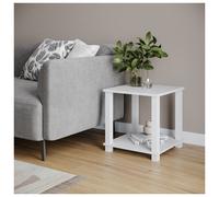 Urbn-Living Urbnliving 40Cm Height White 2 Tier S-Tube End Table Small Wood Bedside Nightstand With Storage Shelf