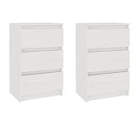 Vidaxl Bedside Cabinets 2 Pcs White 40X29.5X64 Cm Solid Pine Wood