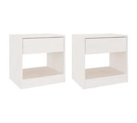 (white, 2) vidaXL 1/2x Solid Pinewood Bedside Cabinet Bedroom Bed Cabinet Multi Colours