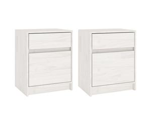 (white, 2) vidaXL 1/2x Solid Pinewood Bedside Cabinet Wooden Bedside Table Multi Colours