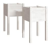 (white, 2) vidaXL 1/2x Solid Pinewood Garden Planter Flower Box Planter Pot Brown/White