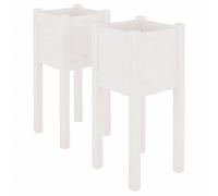 vidaXL Garden Planters 2 pcs White 31x31x70cm Solid Pinewood