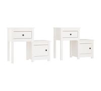 (White, 2) vidaXL 1/2x Solid Wood Pine Bedside Cabinet End Table Cabinet Multi Colours