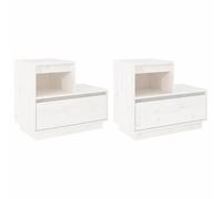 (white, 2) vidaXL 1/2x Solid Wood Pine Bedside Cabinet Indoor Nightstand Multi Colours