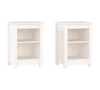 (White, 2) vidaXL 1/2x Solid Wood Pine Bedside Cabinet Nightstand End Table Multi Colours