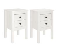 Vidaxl Bedside Cabinets 2 Pcs White 40X35X61.5 Cm Solid Wood Pine