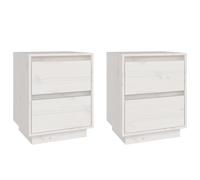 (white, 2) vidaXL 1/2x Solid Wood Pine Bedside Cabinet Storage Side Cabinet Multi Colours