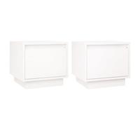 Vidaxl Bedside Cabinets 2 Pcs White 35X34X32 Cm Solid Wood Pine, White