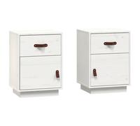 (White, 2) vidaXL 1/2x Solid Wood Pine Bedside Cabinet Wooden End Table Multi Colours
