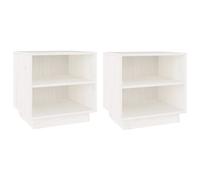 (white, 2) vidaXL 1/2x Solid Wood Pine Bedside Cabinet Wooden Side Table Multi Colours