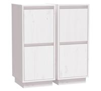 (white, 2) vidaXL 1/2x Solid Wood Pine Sideboard Side Storage Door Cabinet Multi Colours