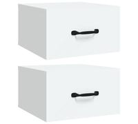 (White, 2) vidaXL 1/2x Wall-mounted Bedside Cabinet Floating Bedside Unit Multi Colours