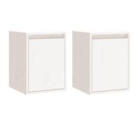 (white, 2) vidaXL Wall Cabinet Hanging Storage Cabinet Wall Cupboard Solid Wood Pine