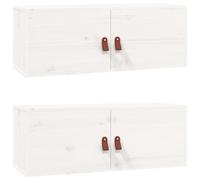 (White, 2) vidaXL Wall Cabinet Hanging Storage Cabinet Wall Cupboard Solid Wood Pine