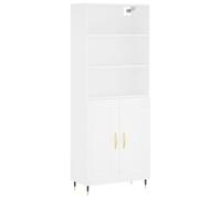(white, 2 wood doors) vidaXL Highboard Sideboard Storage Cabinet High Gloss White Engineered Wood
