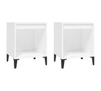Bedside cabinet 2pc White 40x35x50cm Engineered Wood Metal Modern Nightstand Set